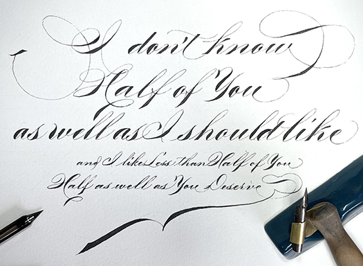 Tolkien quote written in Madarasz Script calligraphy by Katie Leavens