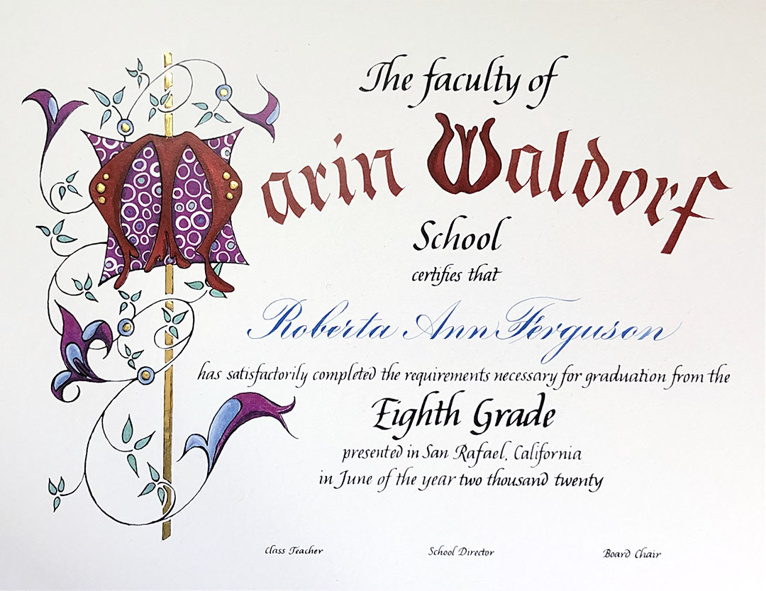 Marin Waldorf School 2020 Diploma by Katie Leavens
