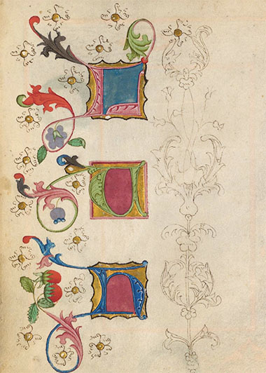 Historic versal gilded initials L, U, & H by Stephan Schriber