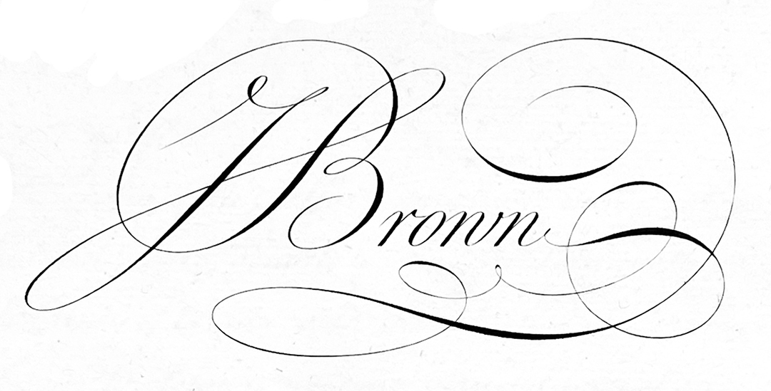 J. Brown written in copperplate, from the Universal Penman