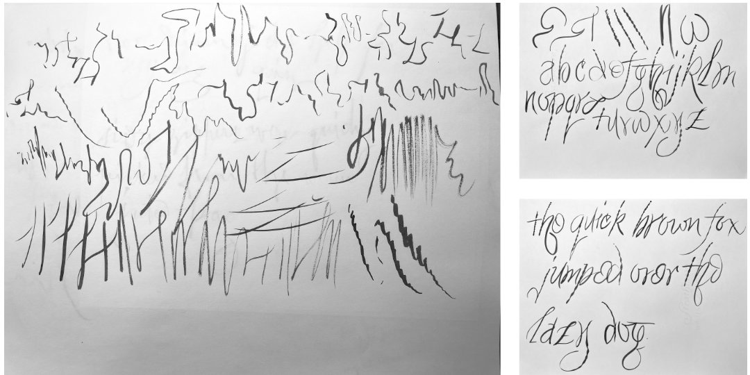 automatic drawing with Chinese brush transition to alphabet & pangram by Katie Leavens