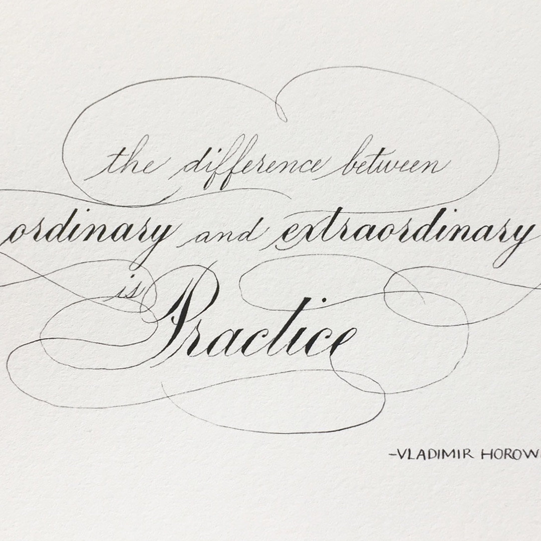 Close up on Calligraphic Vladimir Horowitz Quote by Katie Leavens