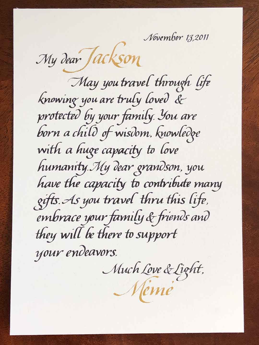 Grandmother's prayer calligraphed in Italic by Katie Leavens