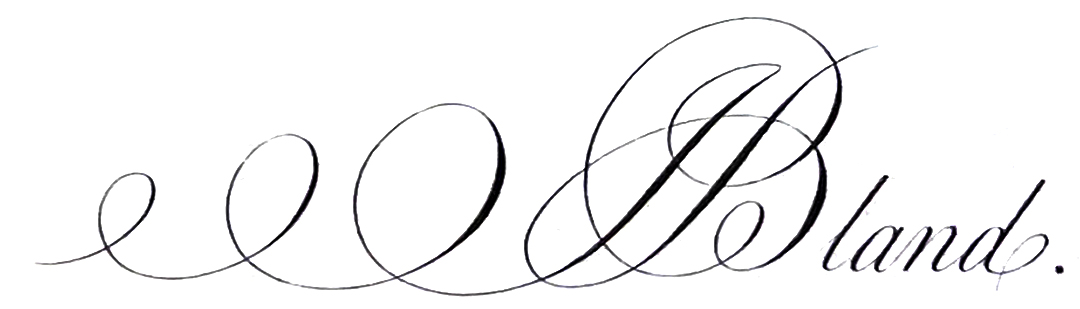 J. Bland written in copperplate, from the Universal Penman
