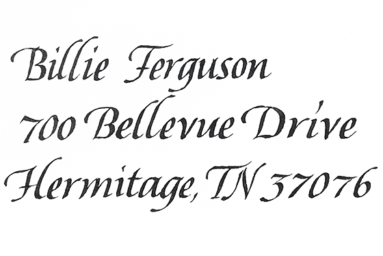 Sample of Italic Hand by Katie Leavens