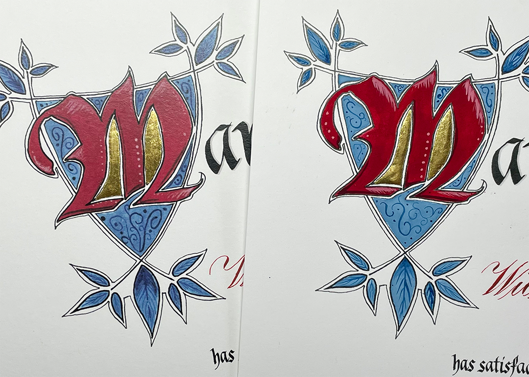  comparison between the printed and painted color. Printed samples have more sheen, where as the gouache paint has a flat finish - by Katie Leavens